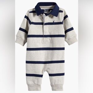 Ralph Lauren Navy and Gray Striped Kids Bodysuit